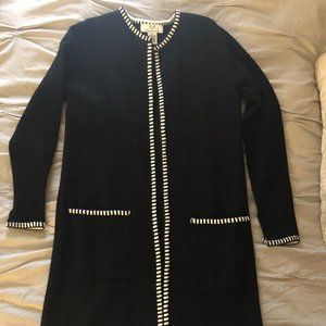 black and white long cardigan sweater jacket